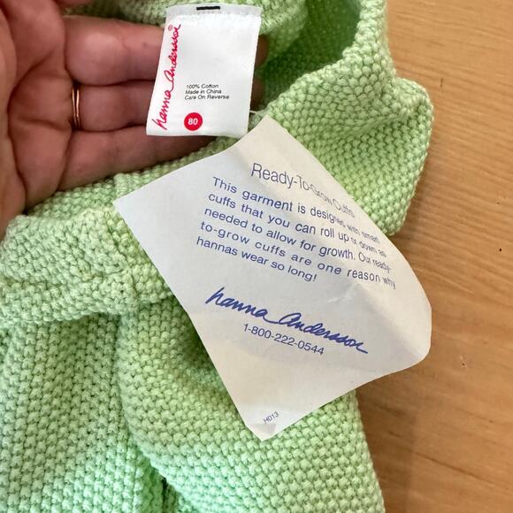 Hanna Andersson Unisex Baby Knit 100% Cotton Green Pants Ready-to-Grow 18-24 mos - Picture 3 of 4